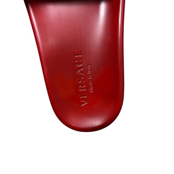 Versace Men’s Palazzo Medusa Logo Pool Slides Sandals Red US 10 PLEASE READ